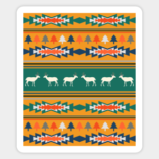 Christmas pattern with deer and tribal elements Sticker